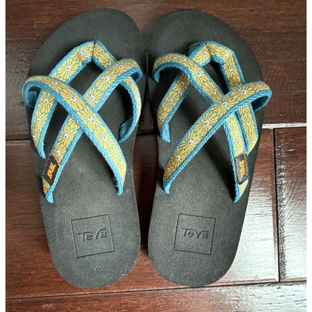 Teva Kids Olowahu Strappy Sandals Flower Loom Blue